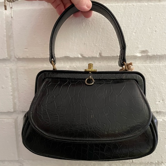 Vintage black mini Handbag with mirror - Picture 1 of 6